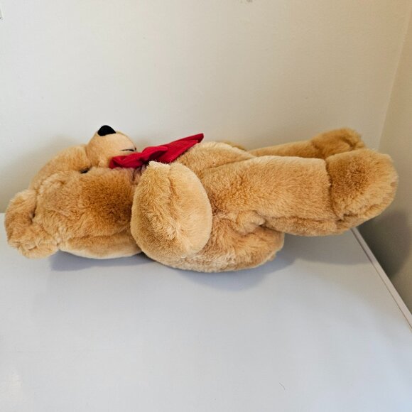 Well Made Toy Teddy Bear Plush Stuffed Animal Tan Red Bow Vintage 1991 18" - Picture 5 of 8
